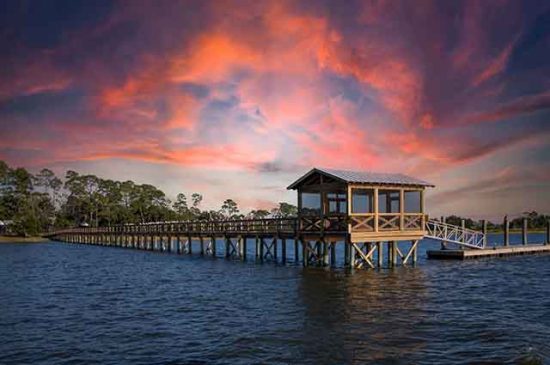 A view of a pier off of Sea Island in Georgia.